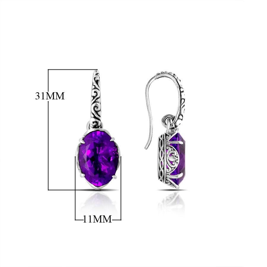 AE-6112-AM Sterling Silver Earring With Amethyst Q. Jewelry Bali Designs Inc 