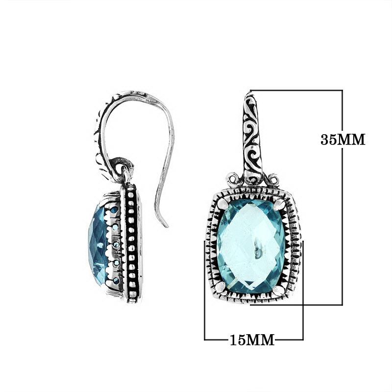 AE-6141-BT Sterling Silver Earring With Blue Topaz Q. Jewelry Bali Designs Inc 