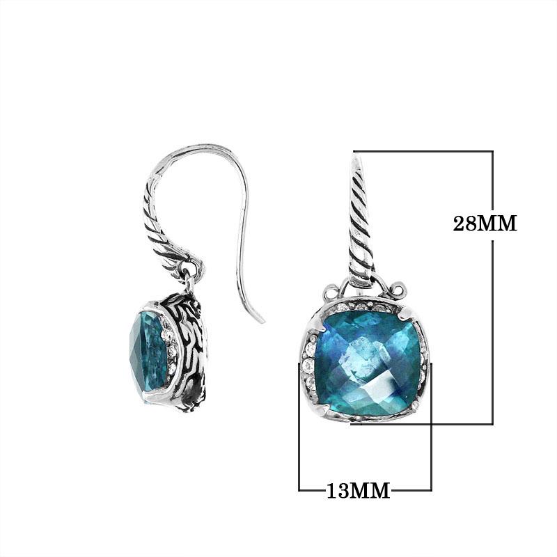 AE-6145-BT Sterling Silver Earring With Blue Topaz Q. Jewelry Bali Designs Inc 
