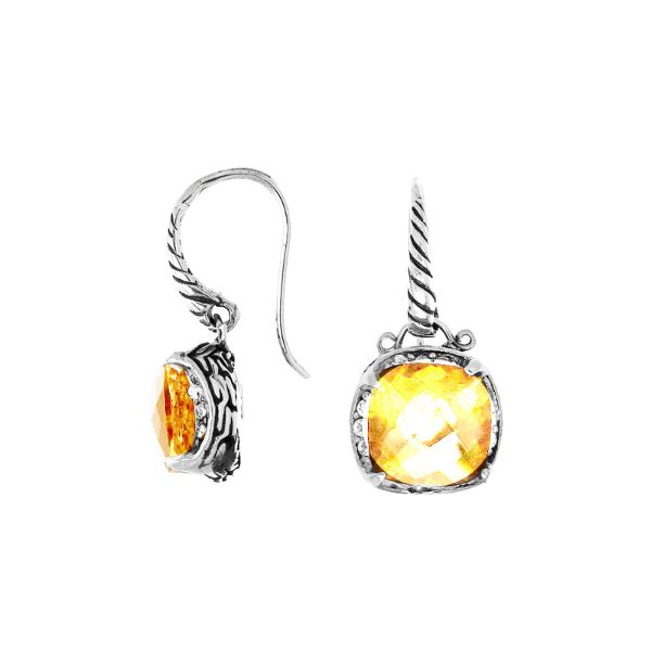 AE-6145-LQ Sterling Silver Earring With Lemon Quartz Jewelry Bali Designs Inc 