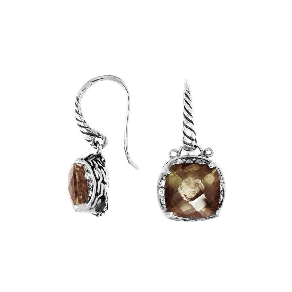 AE-6145-ST Sterling Silver Earring With Smokey Quartz Jewelry Bali Designs Inc 