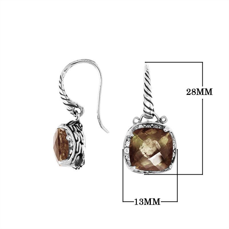AE-6145-ST Sterling Silver Earring With Smokey Quartz Jewelry Bali Designs Inc 