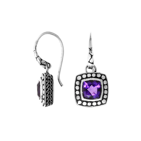 AE-6146-AM Sterling Silver Earring With Amethyst Q. Jewelry Bali Designs Inc 