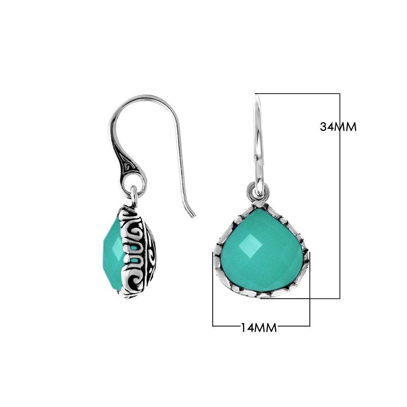 AE-6148-CH.G Sterling Silver Earring With Green Chalcedony Q. Jewelry Bali Designs Inc 