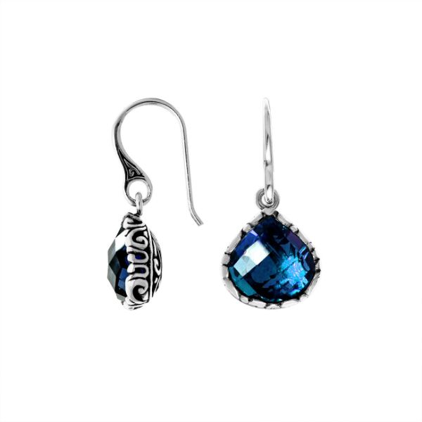 AE-6148-LBT Sterling Silver Earring With London Blue Topaz Q. Jewelry Bali Designs Inc 