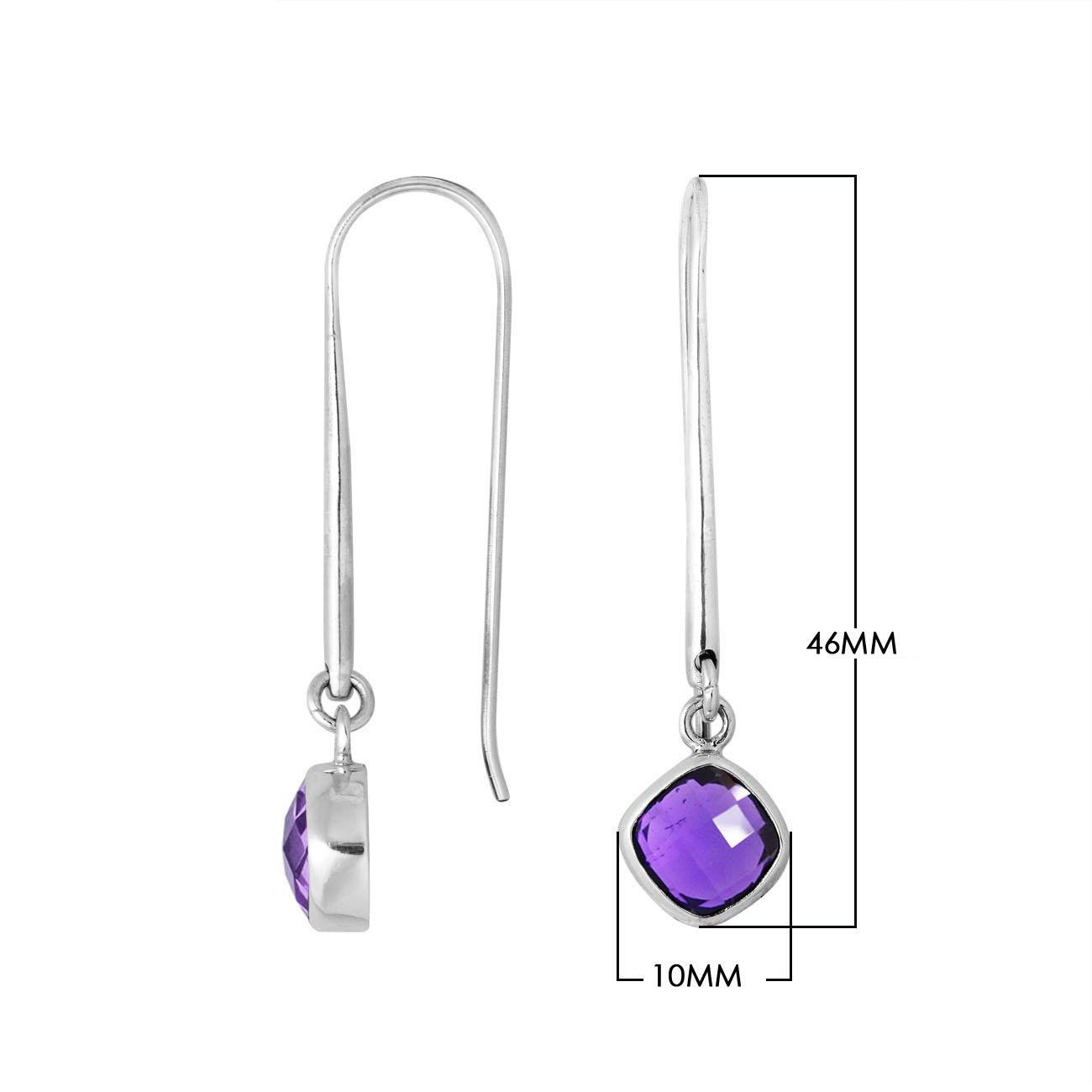 AE-6157-AM Sterling Silver Cushion Shape Earring With Amethyst Q. Jewelry Bali Designs Inc 