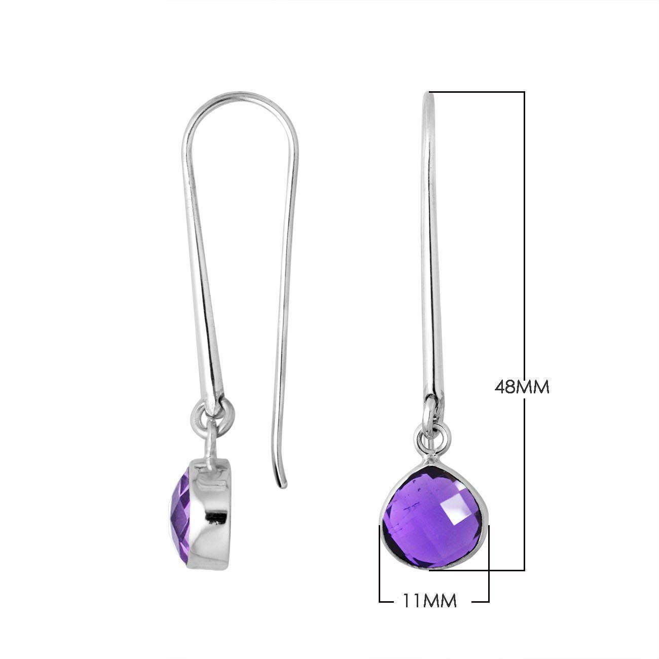 AE-6159-AM Sterling Silver Pear Shape Earring With Amethyst Q. Jewelry Bali Designs Inc 