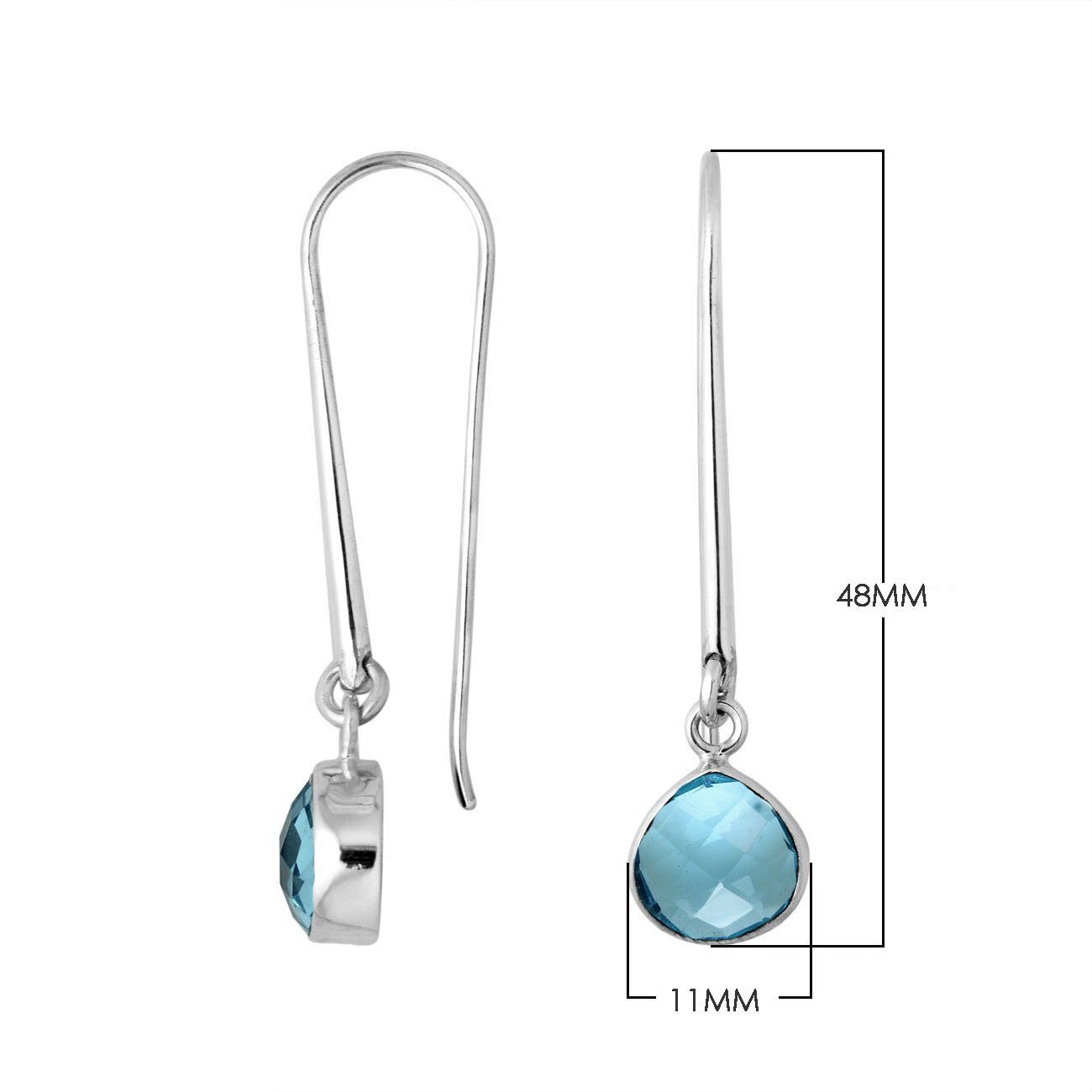 AE-6159-BT Sterling Silver Pear Shape Earring With Blue Topaz Q. Jewelry Bali Designs Inc 