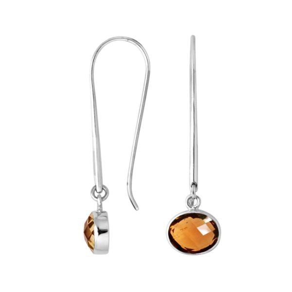 AE-6160-CT Sterling Silver Oval Shape Earring With Citrine Q. Jewelry Bali Designs Inc 