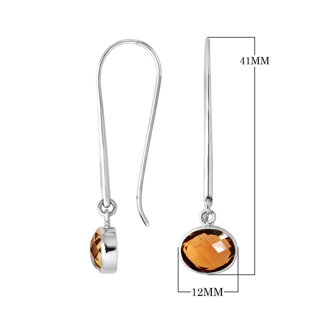 AE-6160-CT Sterling Silver Oval Shape Earring With Citrine Q. Jewelry Bali Designs Inc 