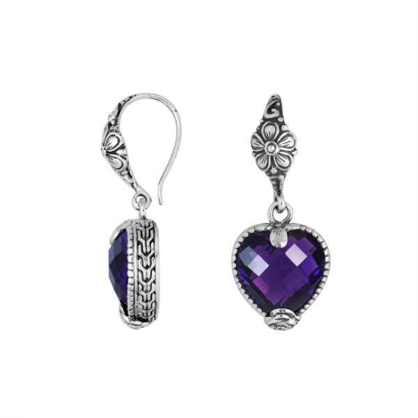 AE-6167-AM Sterling Silver Earring With Amethyst Q. Jewelry Bali Designs Inc 