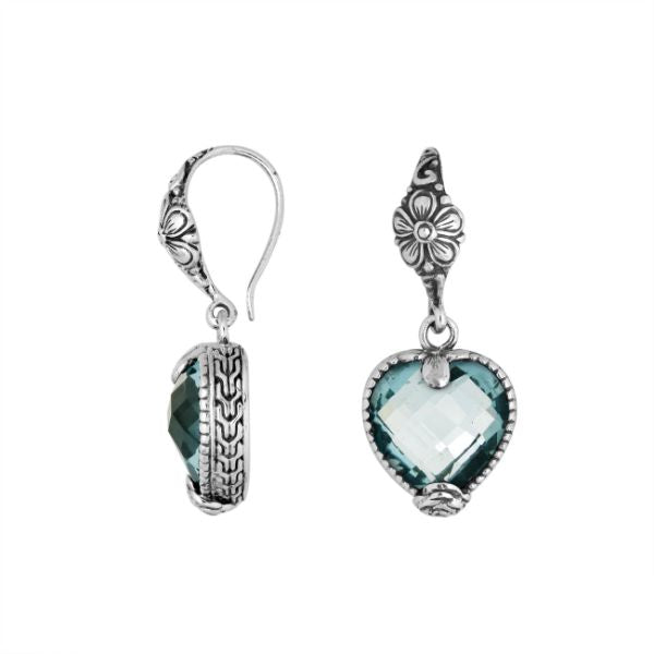 AE-6167-BT Sterling Silver Earring With Blue Topaz Q. Jewelry Bali Designs Inc 