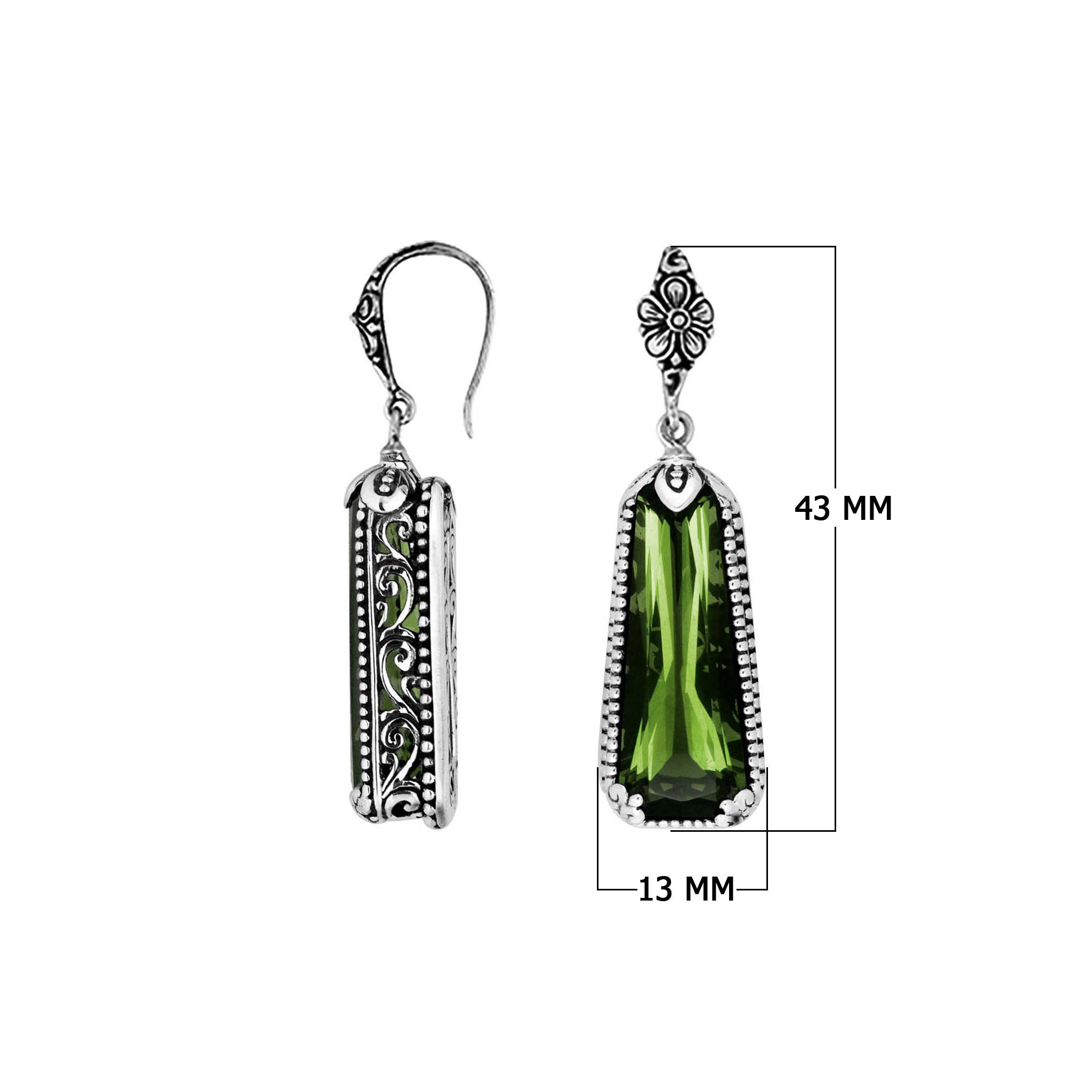 AE-6169-GAM Sterling Silver Earring With Green Amethyst Q. Jewelry Bali Designs Inc 