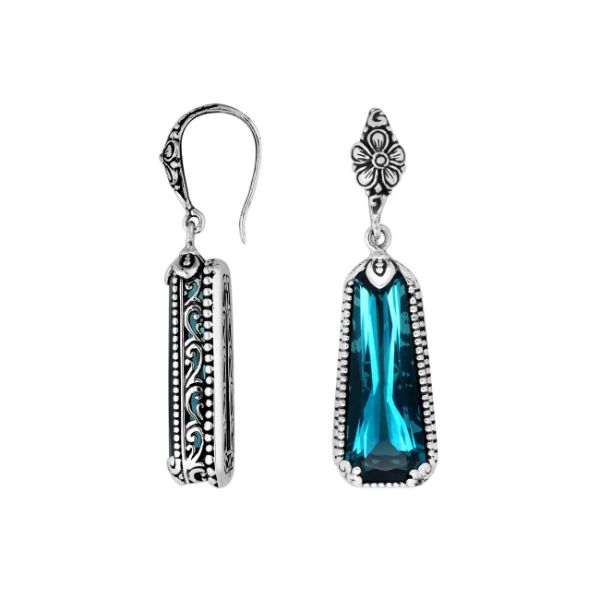 AE-6169-LBT Sterling Silver Earring With London Blue Topaz Q. Jewelry Bali Designs Inc 