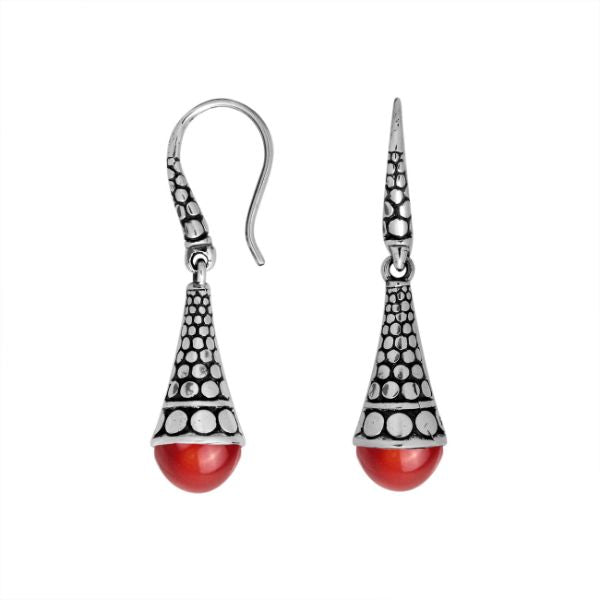 AE-6170-CR Sterling Silver Earring With Coral Jewelry Bali Designs Inc 