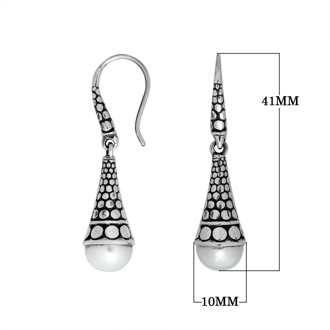 AE-6170-PE Sterling Silver Earring With White Pearl Jewelry Bali Designs Inc 