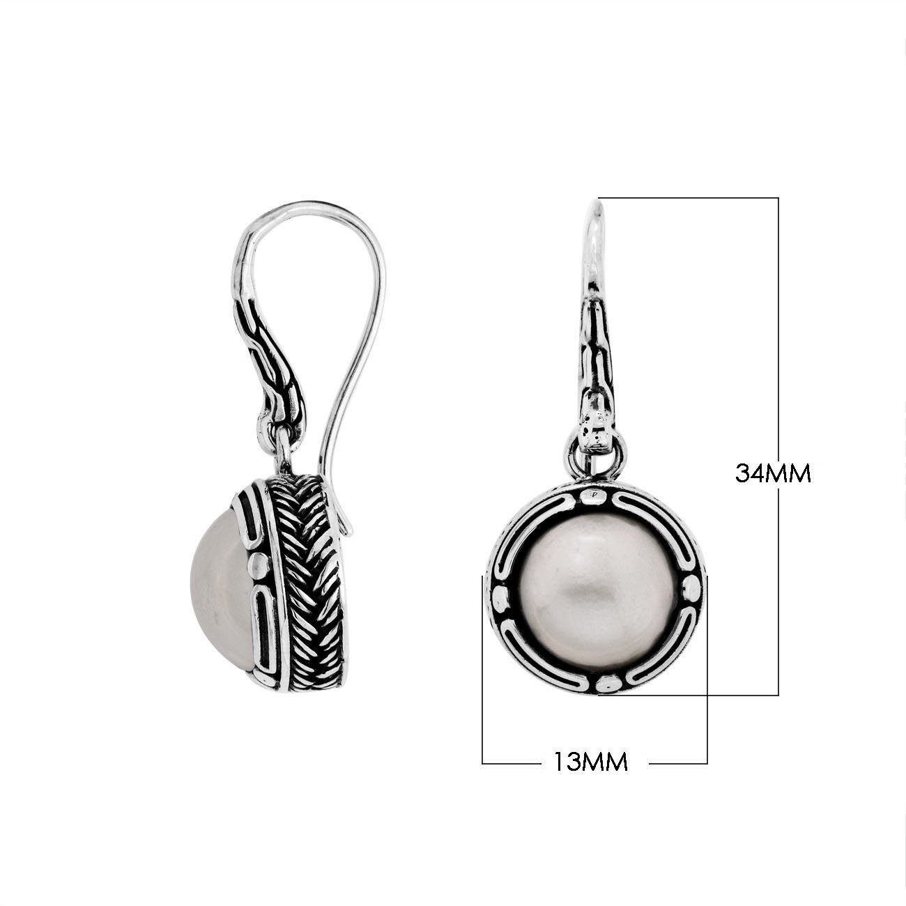 AE-6171-PEW Sterling Silver Round Shape Earring With White Pearl Jewelry Bali Designs Inc 