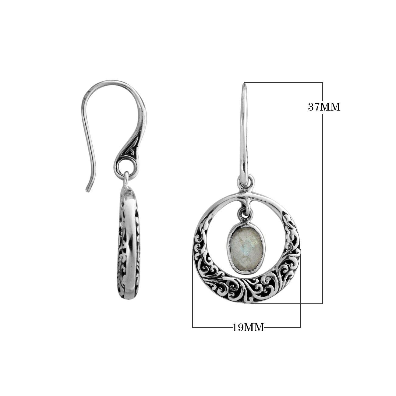 AE-6178-LB Sterling Silver Round Shape Designer Earring With Labradorite Jewelry Bali Designs Inc 