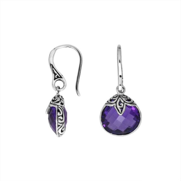 AE-6180-AM Sterling Silver Pears Shape Earring With Amethyst Jewelry Bali Designs Inc 