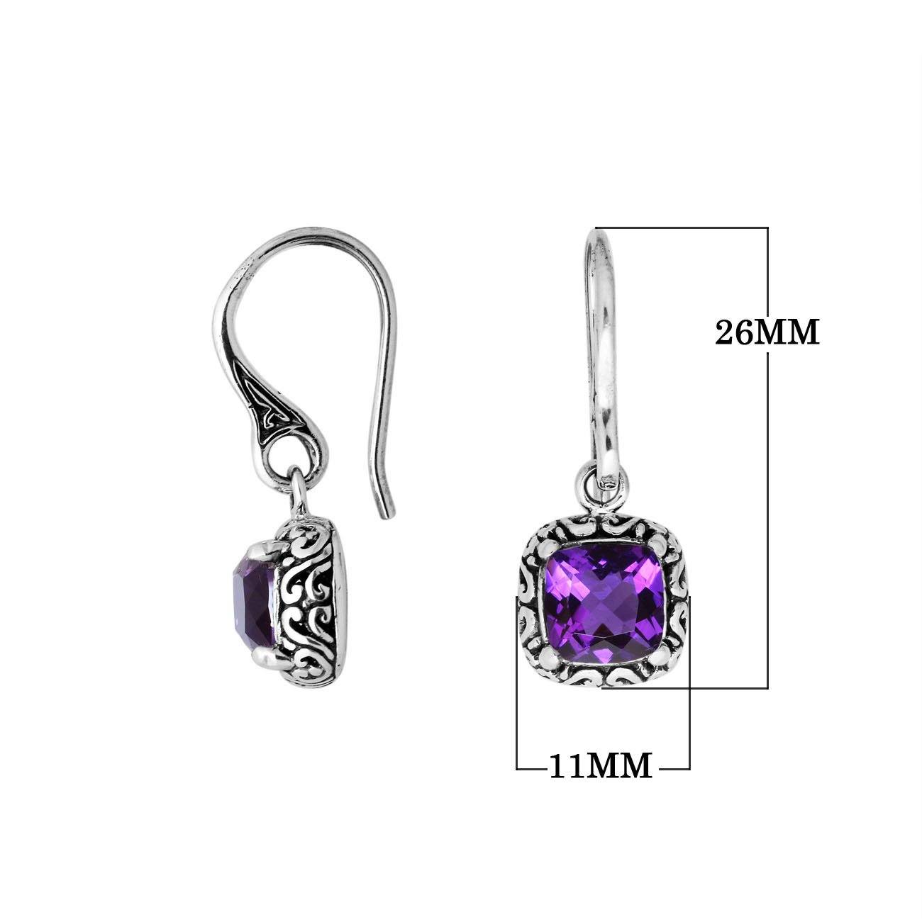 AE-6182-AM Sterling Silver Cushion Shape Earring With Amethyst Jewelry Bali Designs Inc 