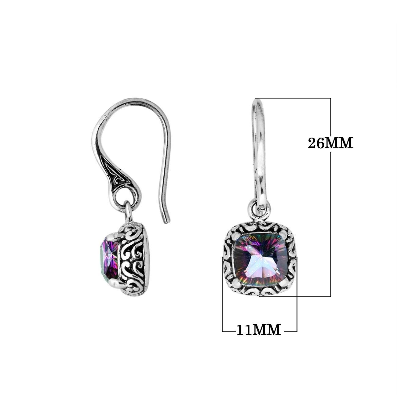 AE-6182-MT Sterling Silver Cushion Shape Earring With Mystic Quartz Jewelry Bali Designs Inc 