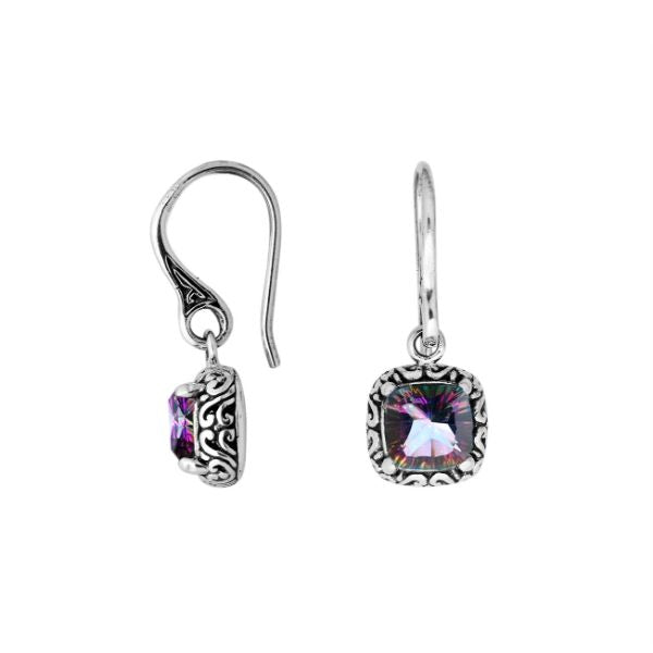 AE-6182-MT Sterling Silver Cushion Shape Earring With Mystic Quartz Jewelry Bali Designs Inc 