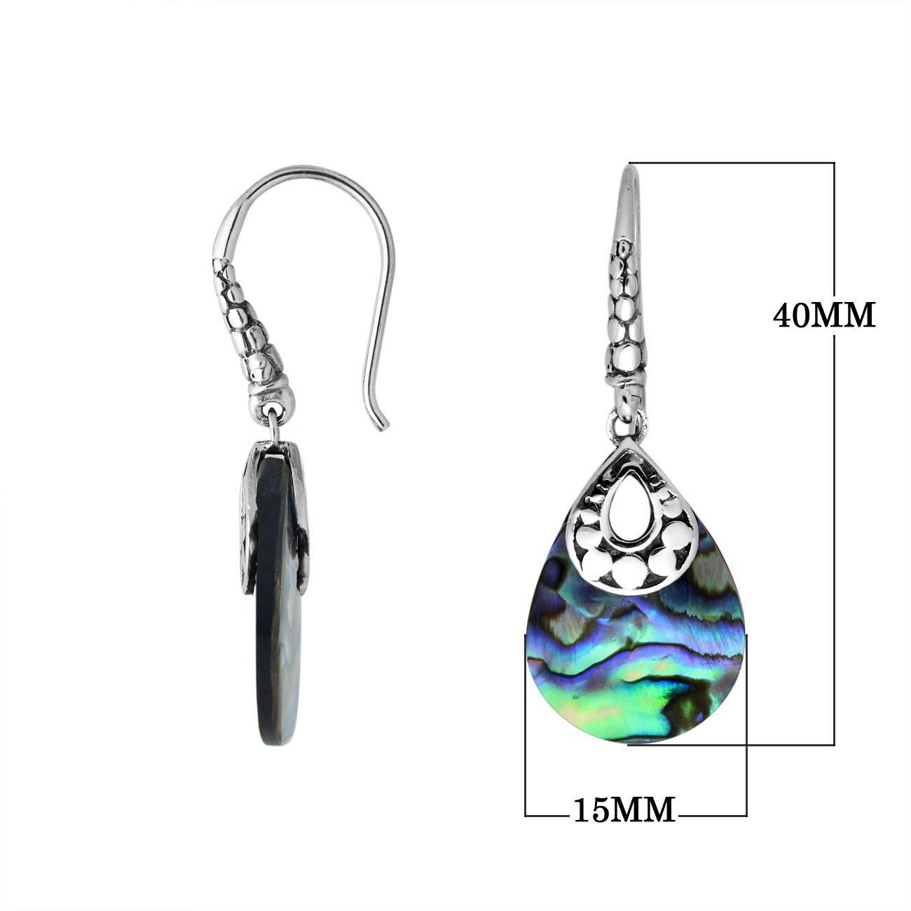 AE-6184-AB Sterling Silver Pears Shape Earring With Abalone Shell Jewelry Bali Designs Inc 