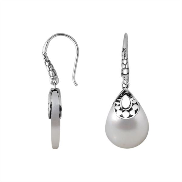 AE-6184-MOP Sterling Silver Pears Shape Earring With Mother Of Pearl Jewelry Bali Designs Inc 