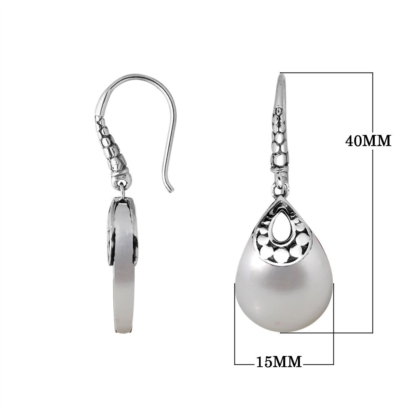 AE-6184-MOP Sterling Silver Pears Shape Earring With Mother Of Pearl Jewelry Bali Designs Inc 