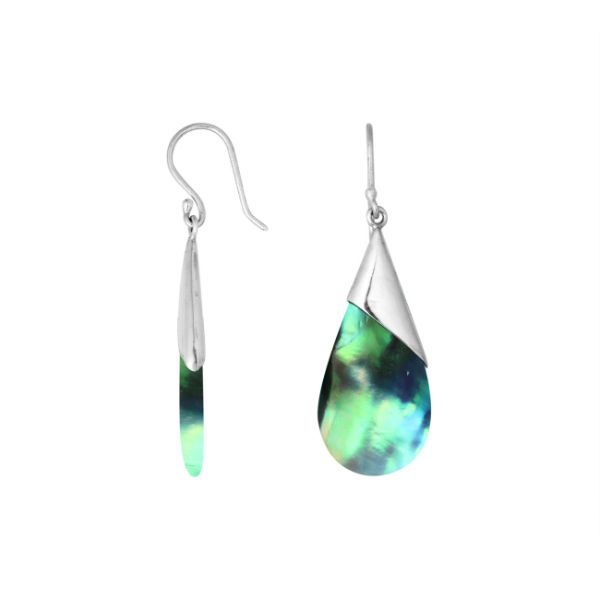 AE-6186-AB Sterling Silver Pear Shape Earring With Abalone Shell Jewelry Bali Designs Inc 