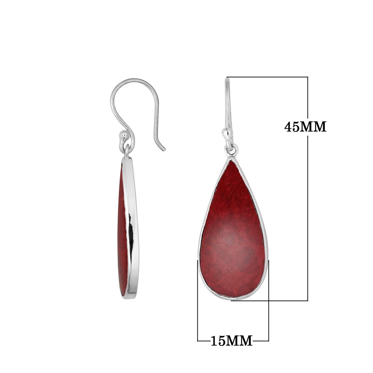 AE-6188-CR Sterling Silver Pear Shape Earring With Coral Jewelry Bali Designs Inc 