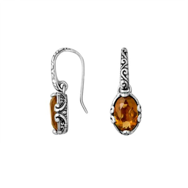 AE-6194-CT Sterling Silver Oval Shape Earring With Citrine Q. Jewelry Bali Designs Inc 
