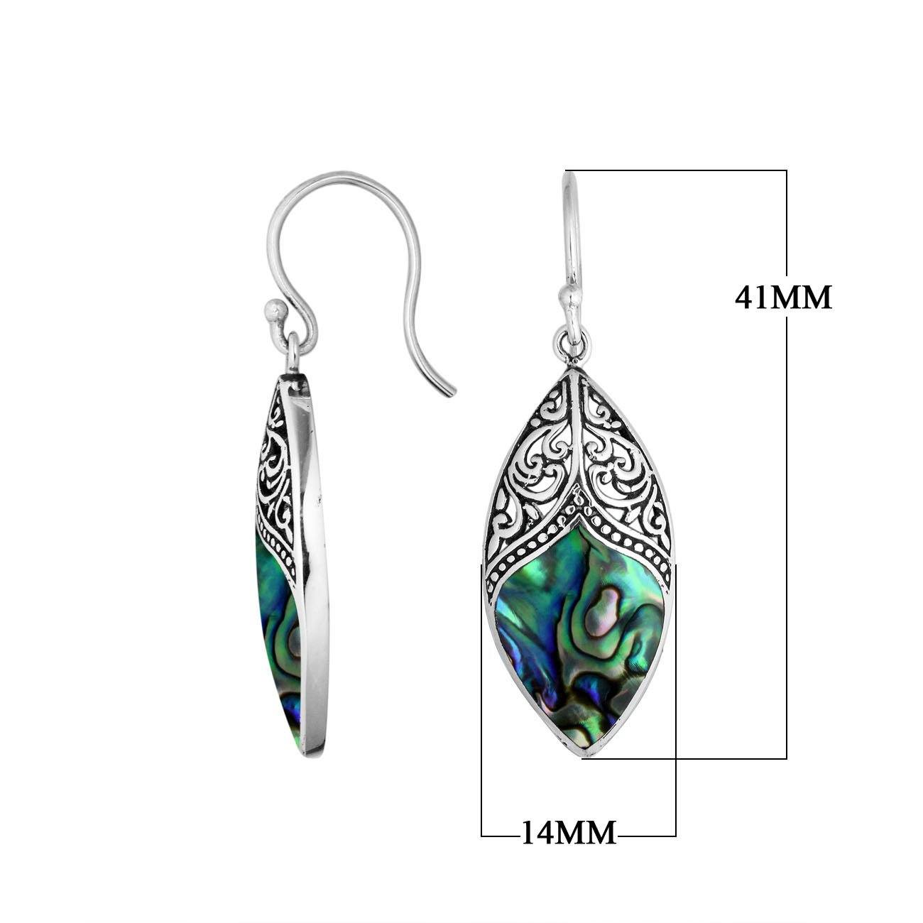 AE-6195-AB Sterling Silver Marquise Shape Earring With Abalone Shell Jewelry Bali Designs Inc 