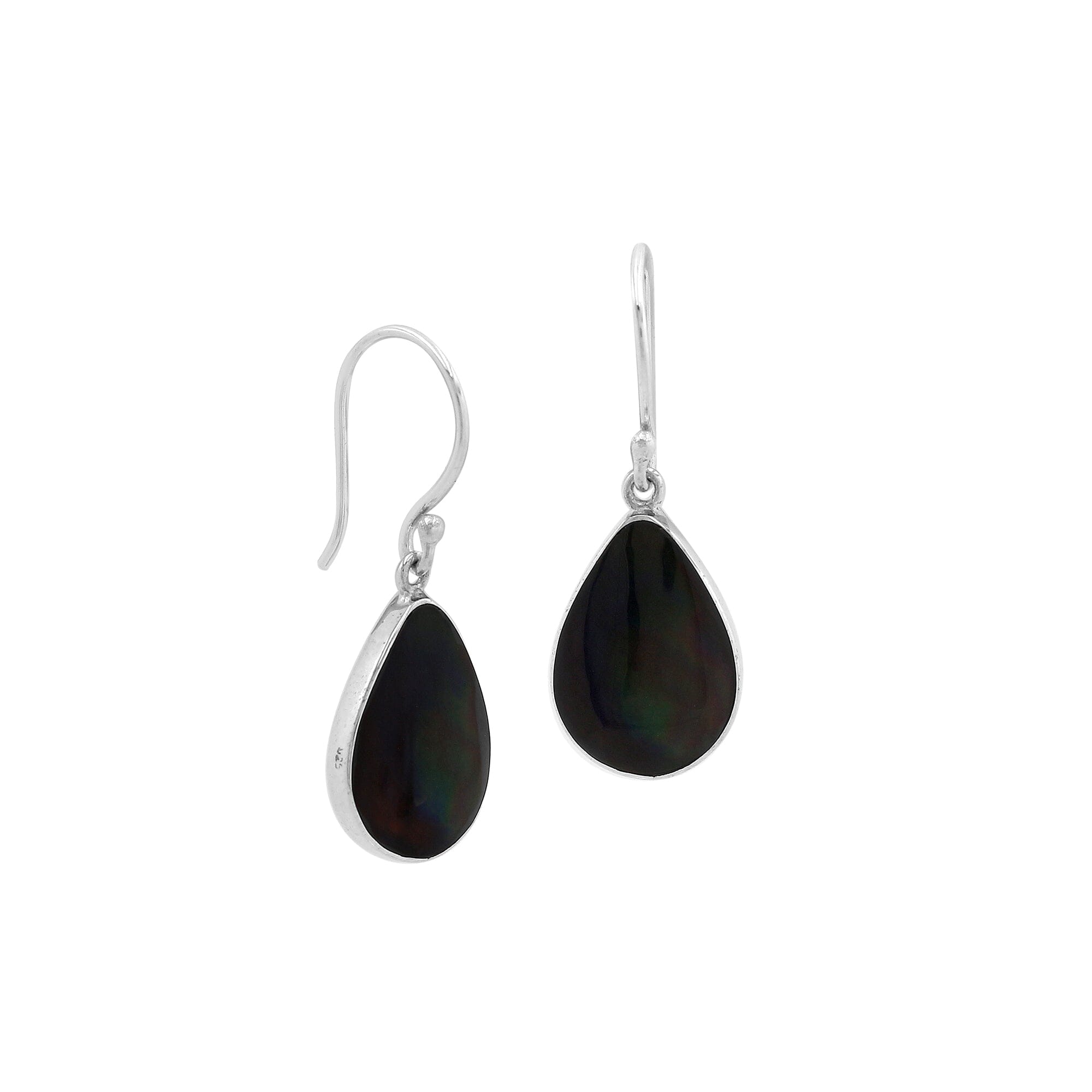 AE-6209-SHB Sterling Silver Earring With Black Shell Jewelry Bali Designs Inc 