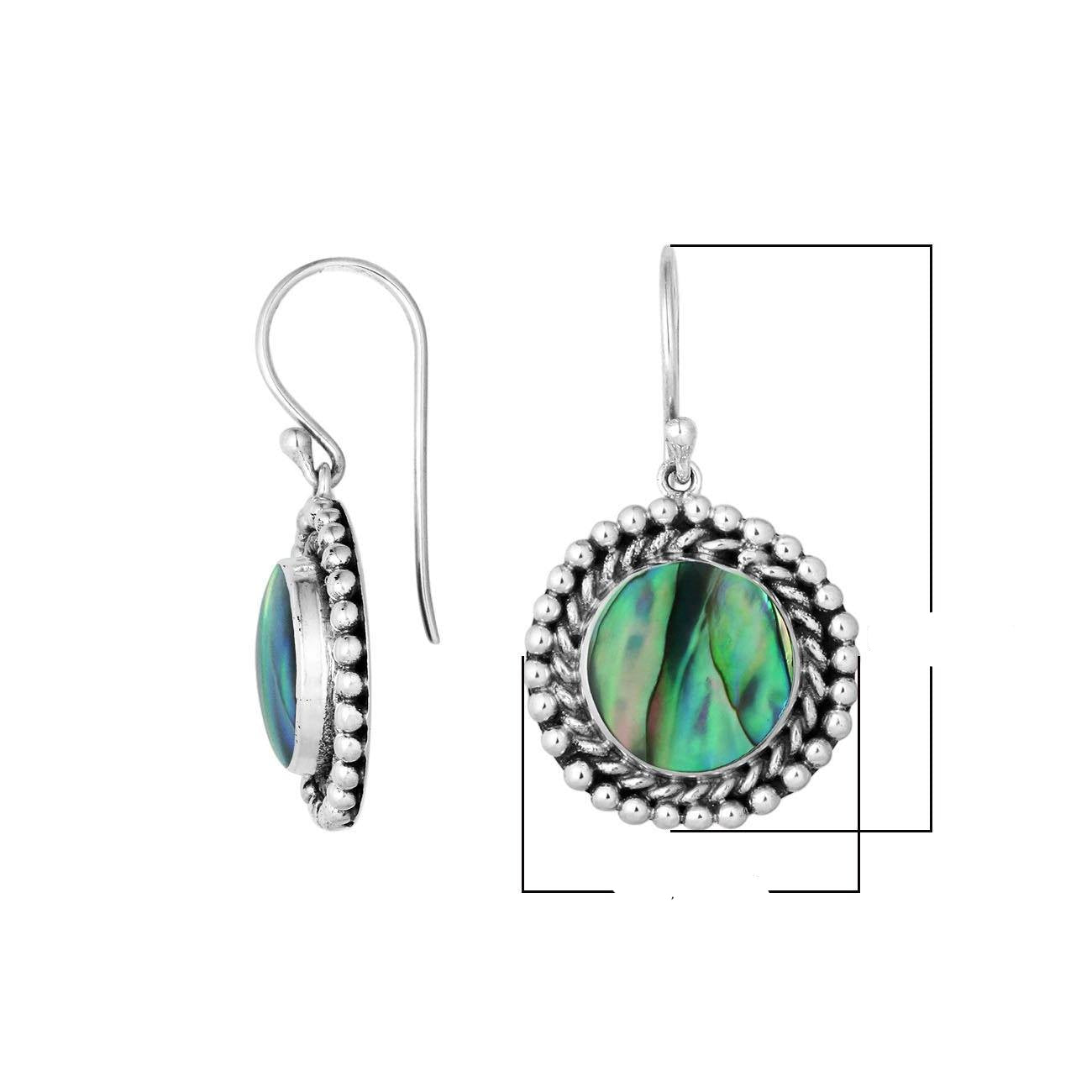 AE-6211-AB Sterling Silver Round Shape Earring With Abalone Shell Jewelry Bali Designs Inc 