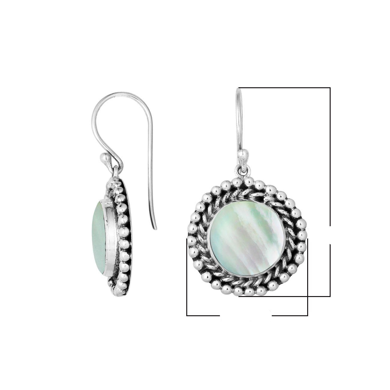 AE-6211-MOP Sterling Silver Round Shape Earring With Mother Of Pearl Jewelry Bali Designs Inc 
