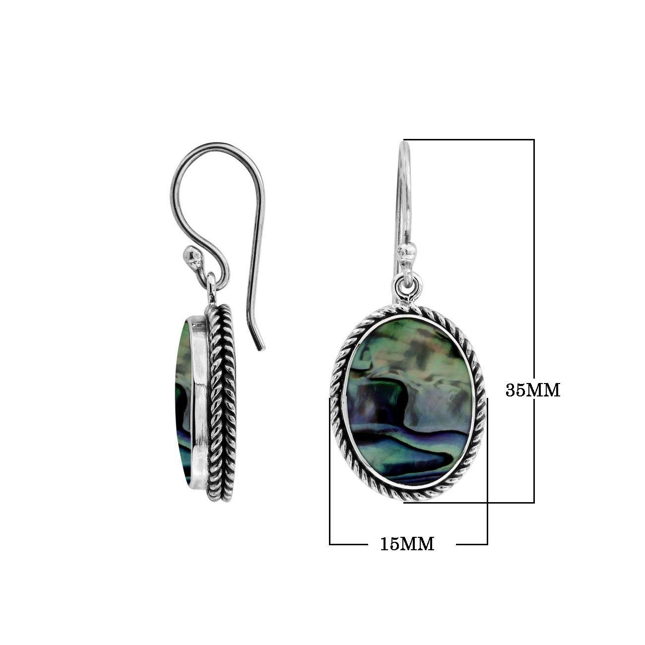 AE-6212-AB Sterling Silver Oval Shape Earring With Abalone Shell Jewelry Bali Designs Inc 