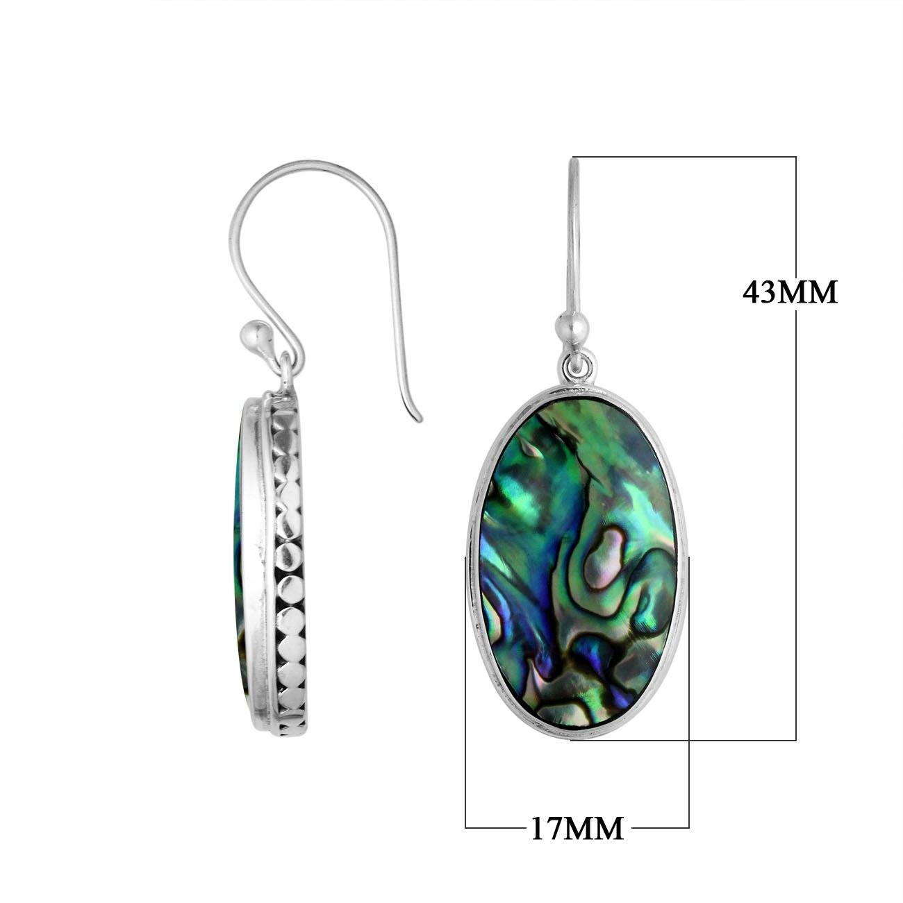 AE-6213-AB Sterling Silver Oval Shape Earring With Abalone Shell Jewelry Bali Designs Inc 