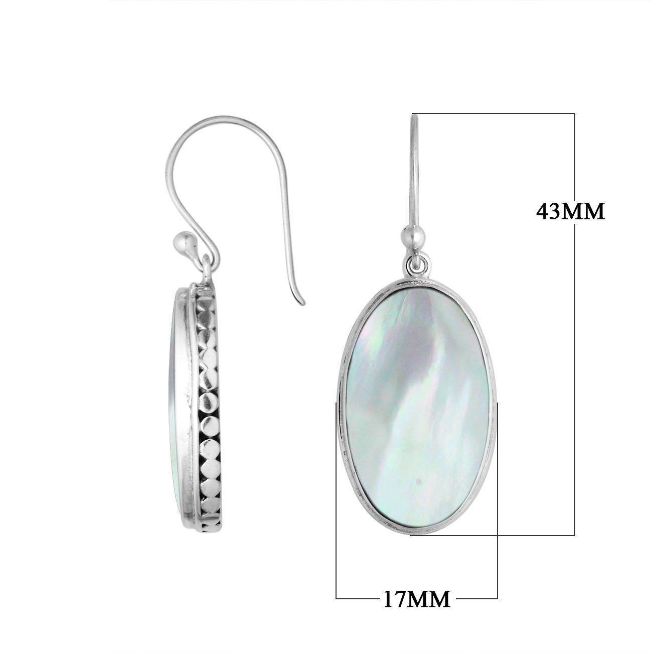 AE-6213-MOP Sterling Silver Oval Shape Earring With Mother Of Pearl Jewelry Bali Designs Inc 