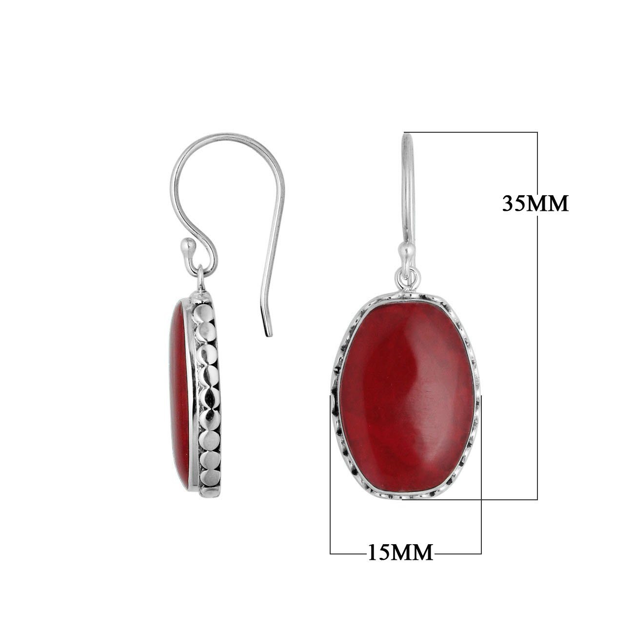 AE-6214-CR Sterling Silver Earring With Coral Jewelry Bali Designs Inc 