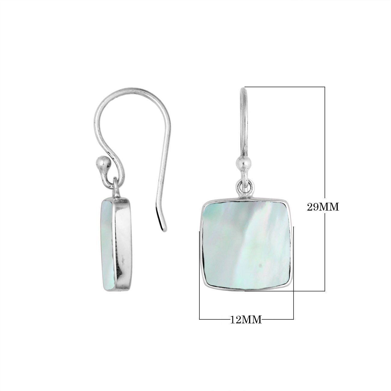 AE-6222-MOP Sterling Silver Square Shape Earring With Mother Of Pearl Jewelry Bali Designs Inc 