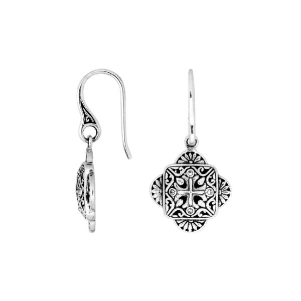 AE-6225-CZ Sterling Silver Fancy Shape Earring With Cubic Zirconia Jewelry Bali Designs Inc 