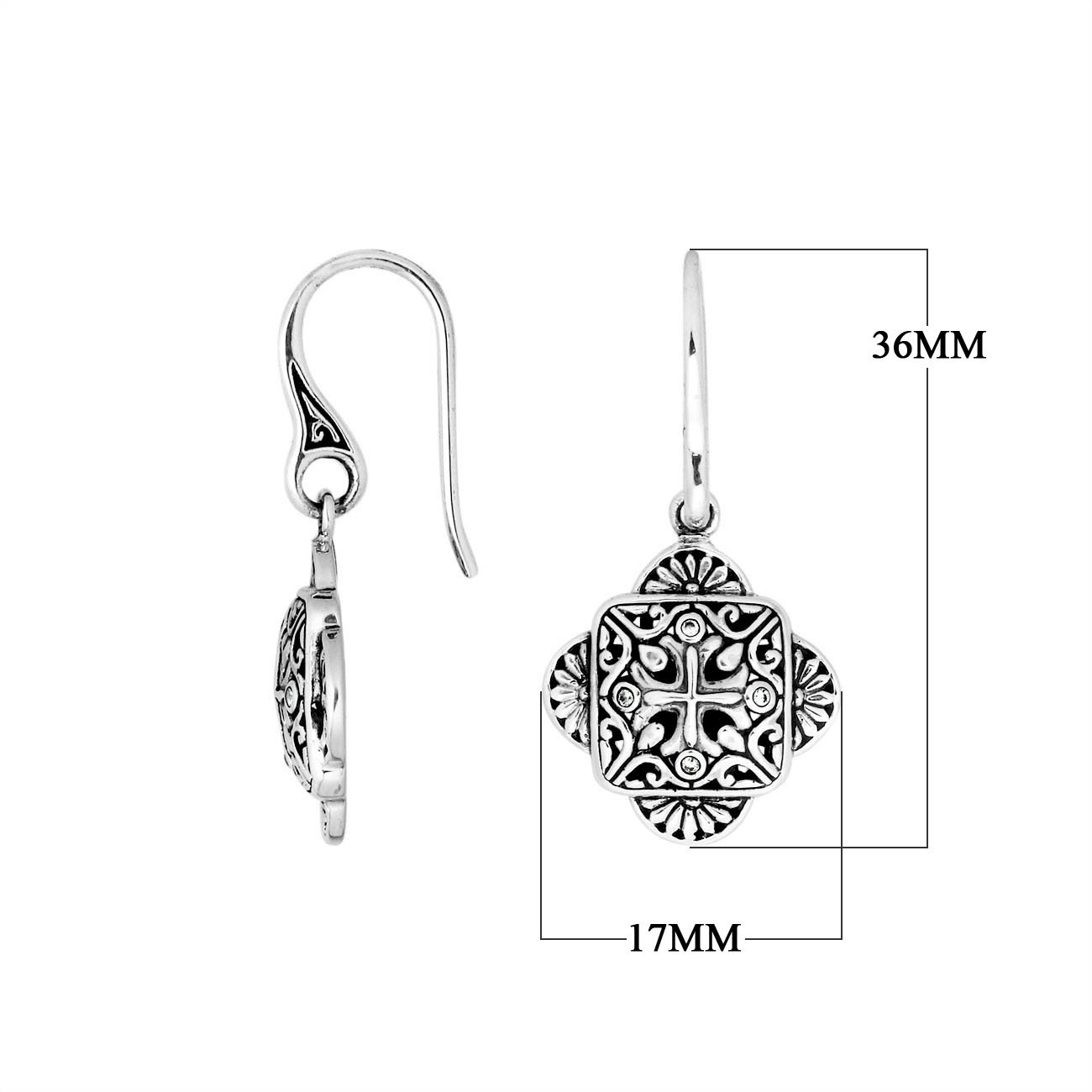 AE-6225-CZ Sterling Silver Fancy Shape Earring With Cubic Zirconia Jewelry Bali Designs Inc 
