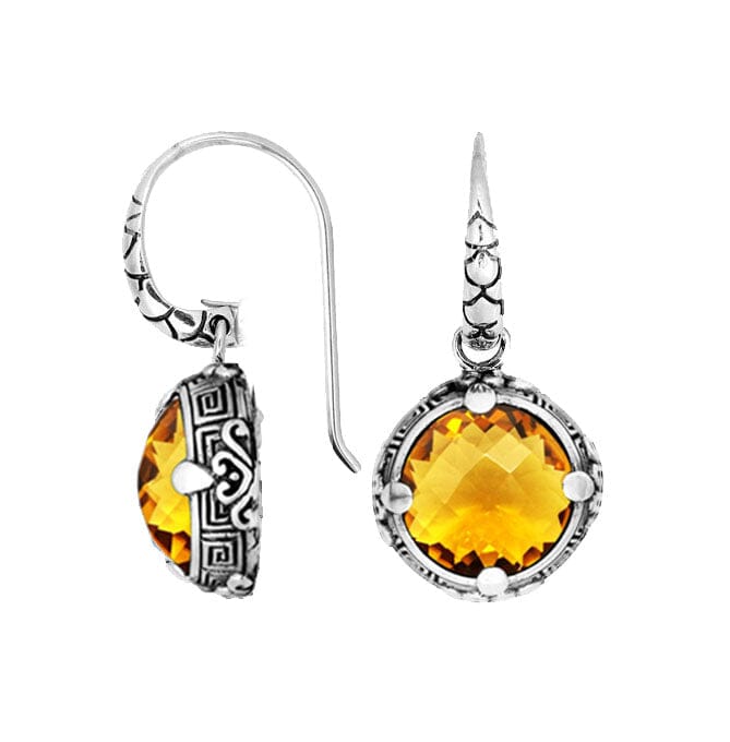 AE-6232-CT Sterling Silver Round Earring With Citrine Q. Jewelry Bali Designs Inc 