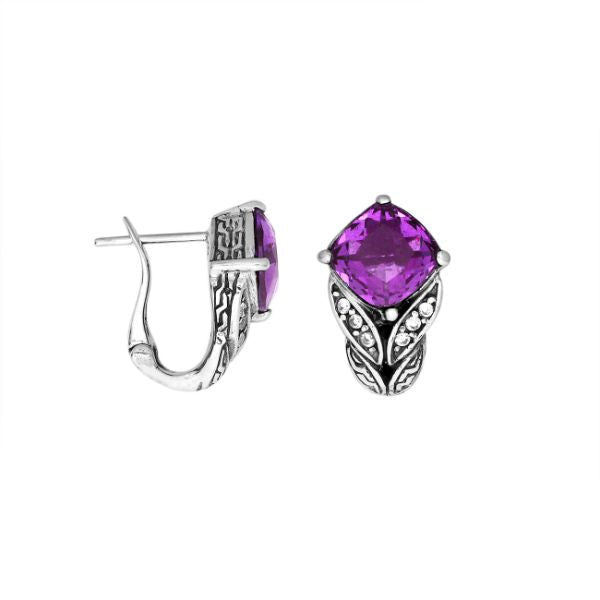 AE-6233-AM Sterling Silver Earring With Amethyst Q. Jewelry Bali Designs Inc 