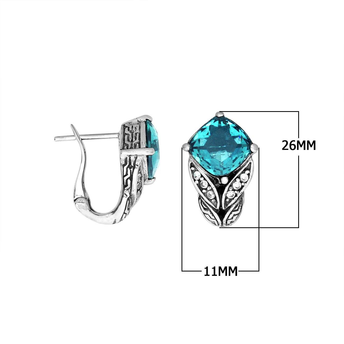 AE-6233-BT Sterling Silver Earring With Blue Topaz Q. Jewelry Bali Designs Inc 