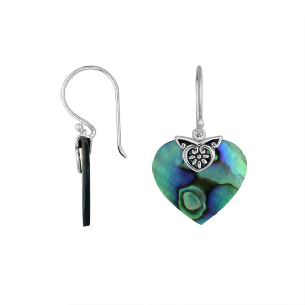 AE-6235-AB Sterling Silver Heart Shape Earring With Abalone Shell Jewelry Bali Designs Inc 
