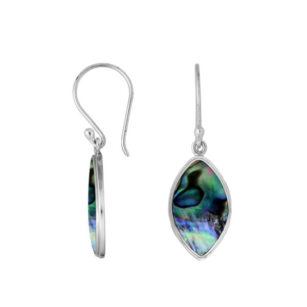 AE-6236-AB Sterling Silver Marquise Shape Earring With Abalone Shell Jewelry Bali Designs Inc 