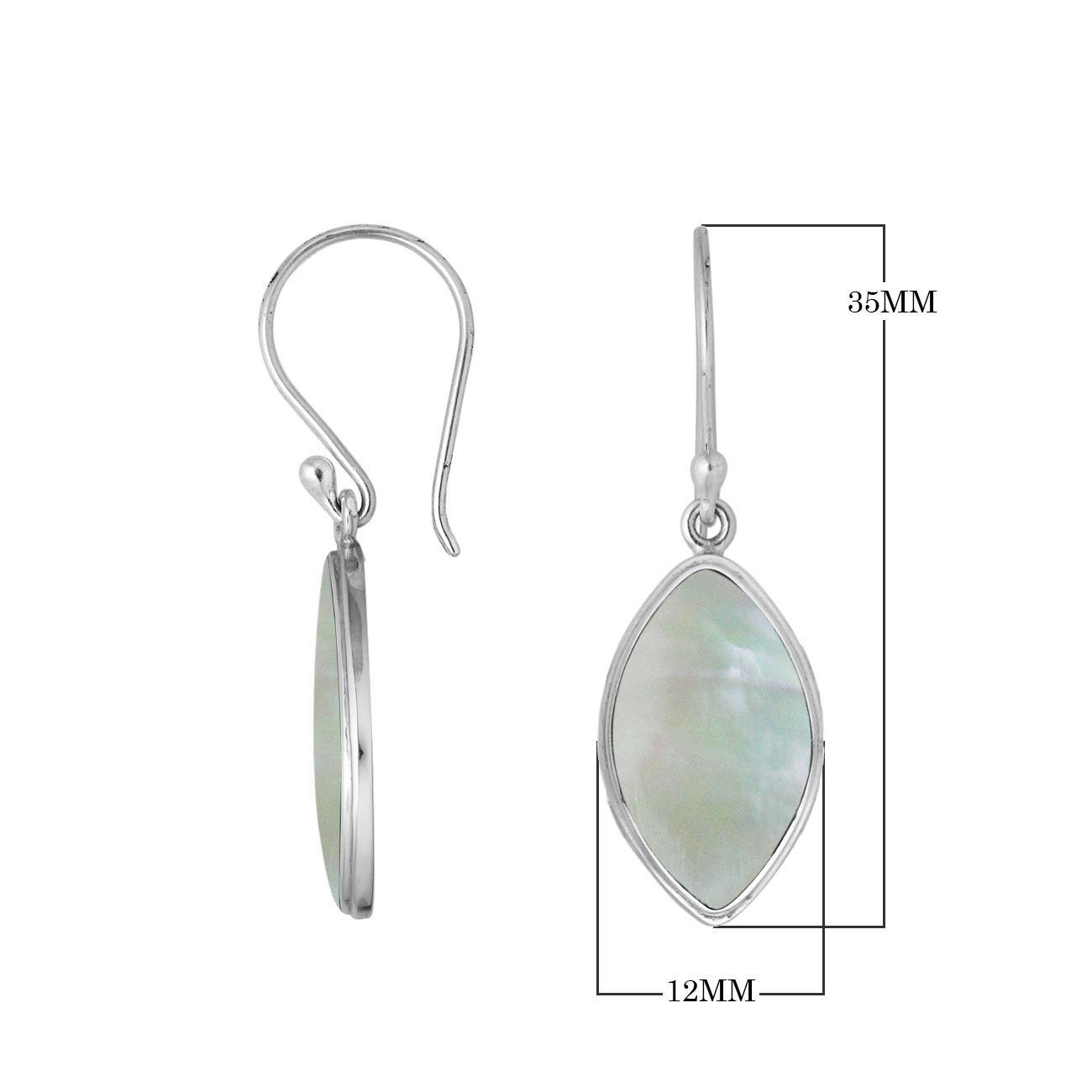 AE-6236-MOP Sterling Silver Marquise Shape Earring With Mother Of Pearl Jewelry Bali Designs Inc 