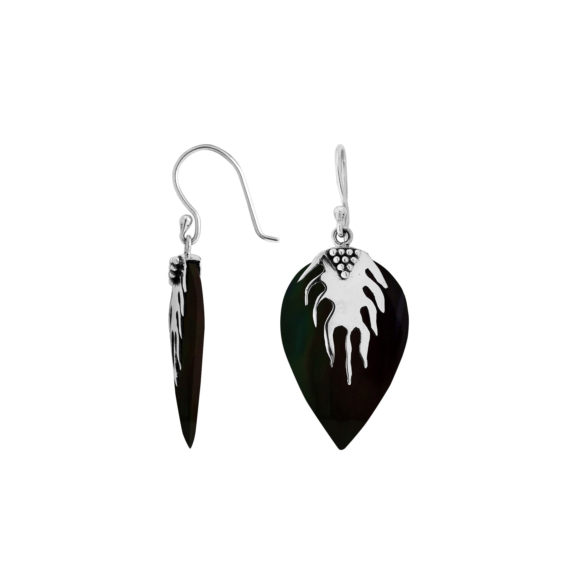 AE-6237-SHB Sterling Silver Earring With Black Shell Jewelry Bali Designs Inc 